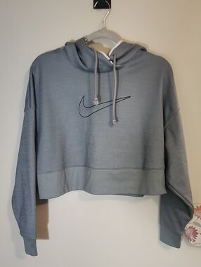 Nike Dri Fit Training Organic Cotton Cropped Hoodie Women's M Oversized
